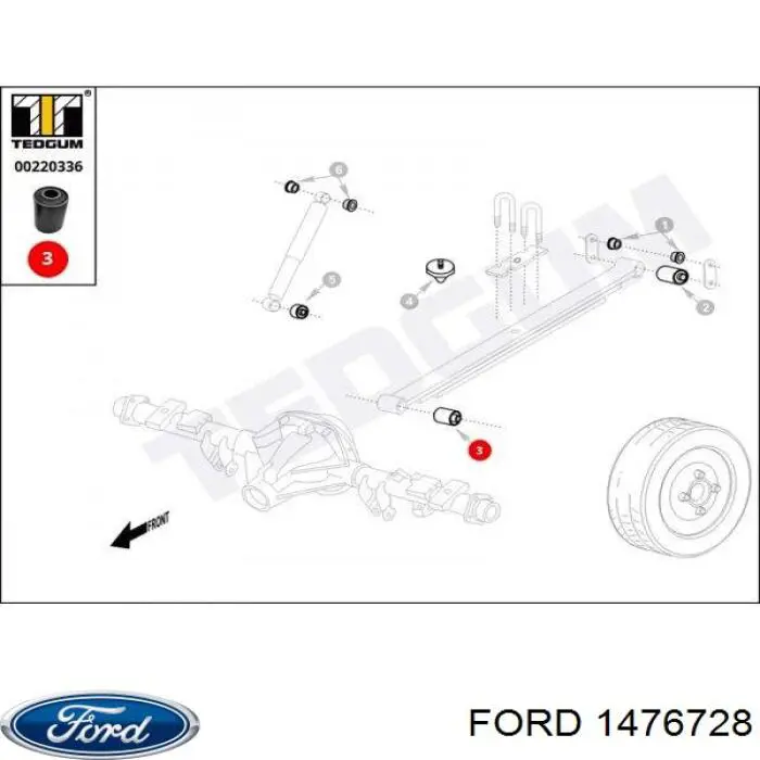 Сайлентблок задней рессоры передний 1476728 Ford