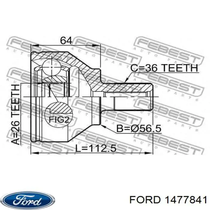 1477841 Ford полуось (привод передняя правая)