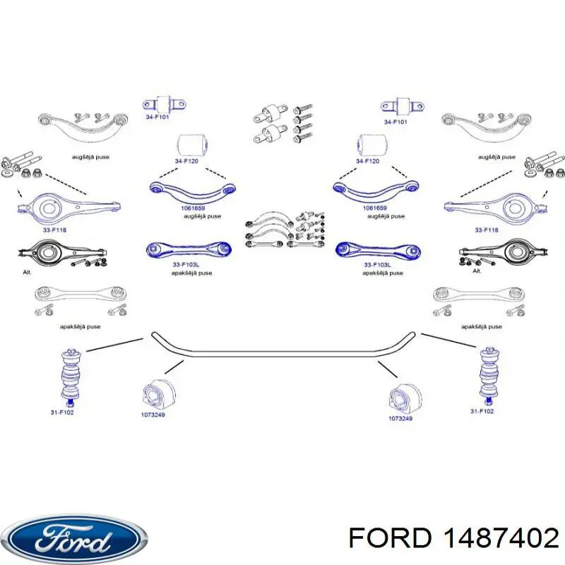 Стойка стабилизатора, заднего Ford 1487402