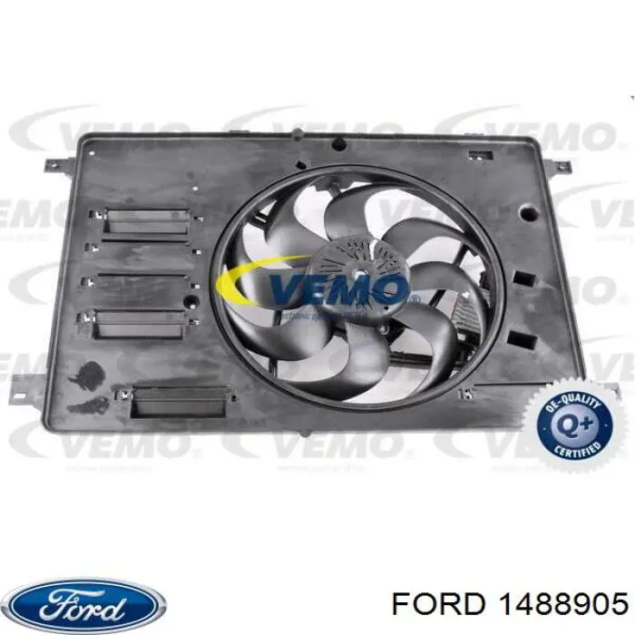 1488905 Ford диффузор радиатора охлаждения, в сборе с мотором и крыльчаткой