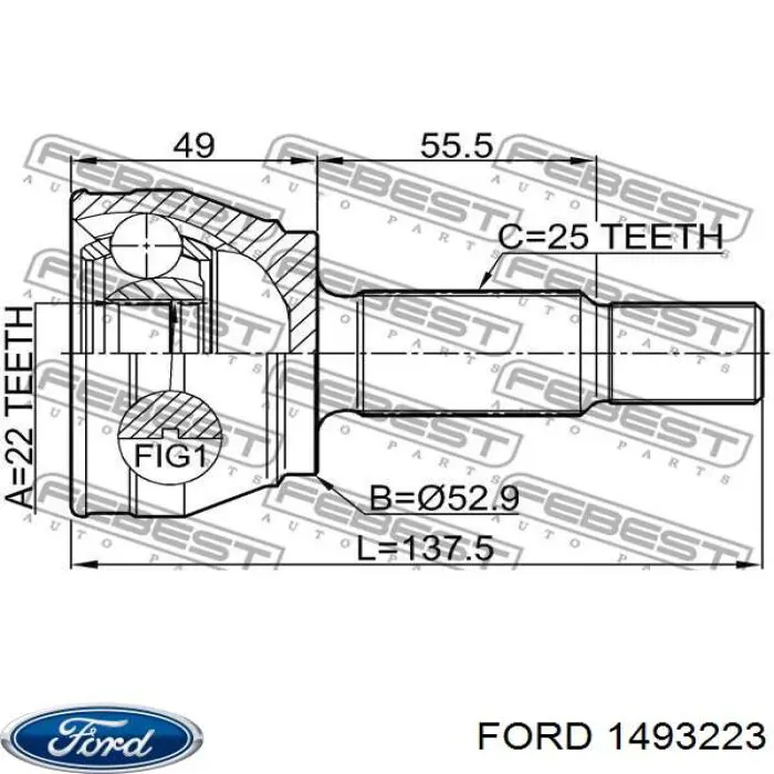 Привод передний левый Ford 1493223 цена, от 50.68 USD