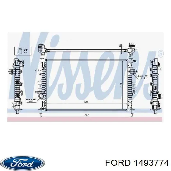 Радиатор 1493774 Ford