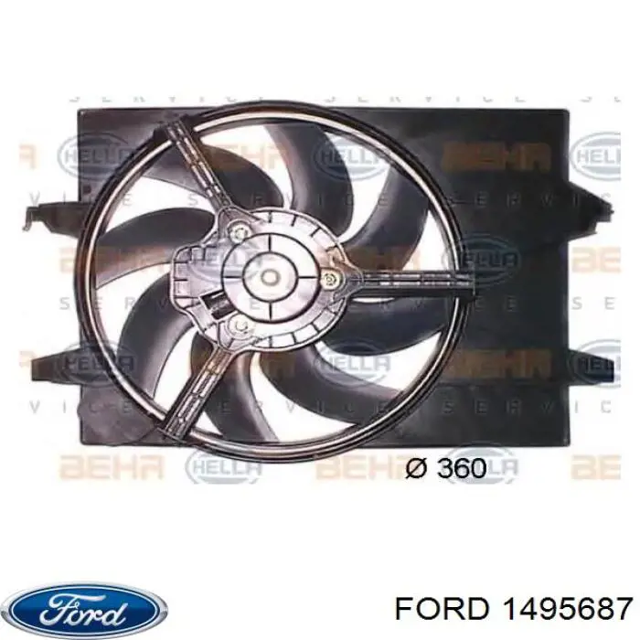 1495687 Ford difusor do radiador de esfriamento, montado com motor e roda de aletas