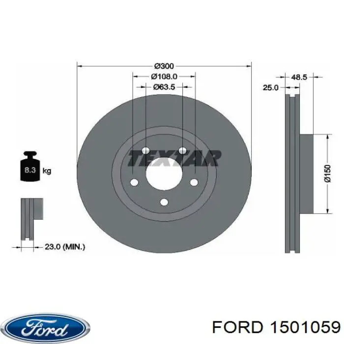 Тормоз дисковый передний Ford 1501059 цена, от 51.03 USD