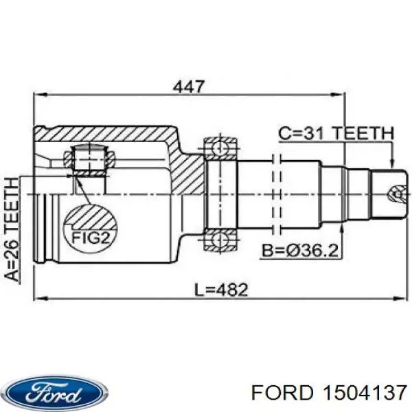 1504137 Ford Полуось передняя, правая