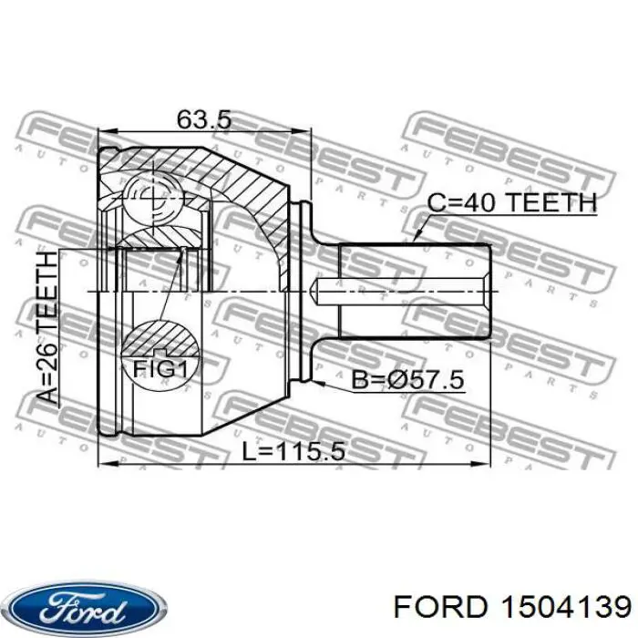 1504139 Ford Полуось передняя левая