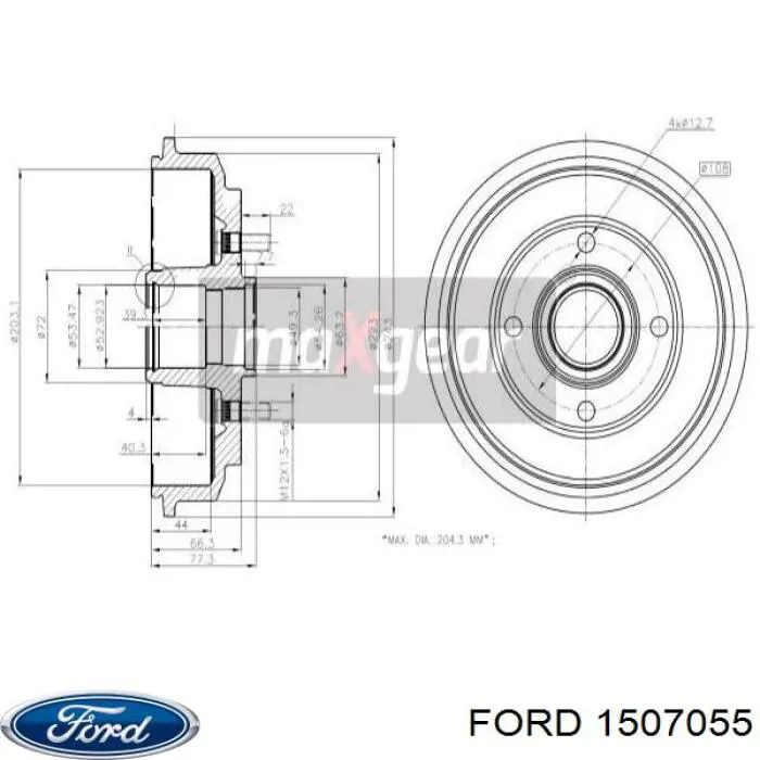 Барабан тормозной задний Ford 1507055 цена, от 17.10 USD