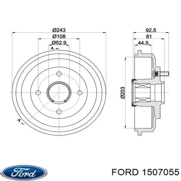 Купить 1507055 Ford Тормозной барабан