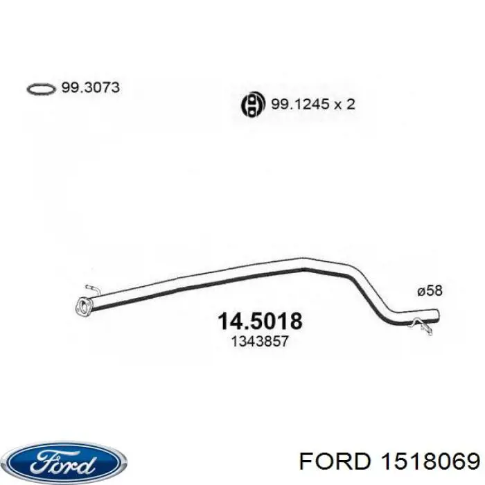 Глушитель, центральная часть 1518069 Ford