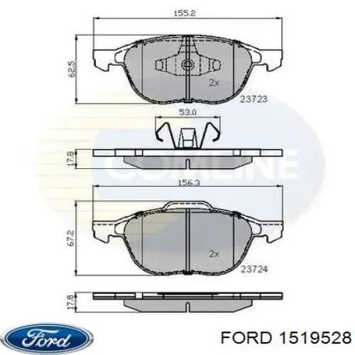 Передние тормозные колодки 1519528 Ford