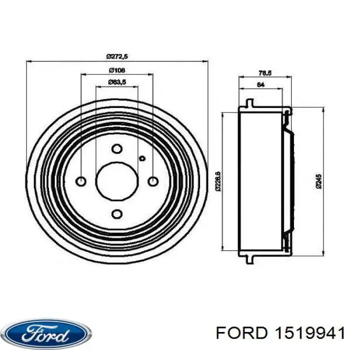 Тормозной барабан 1519941 Ford