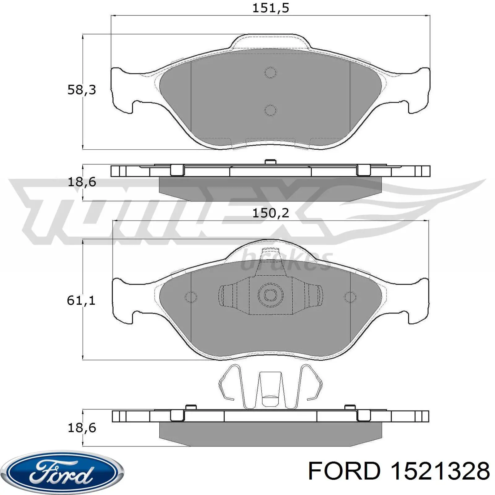 Передние тормозные колодки 1521328 Ford