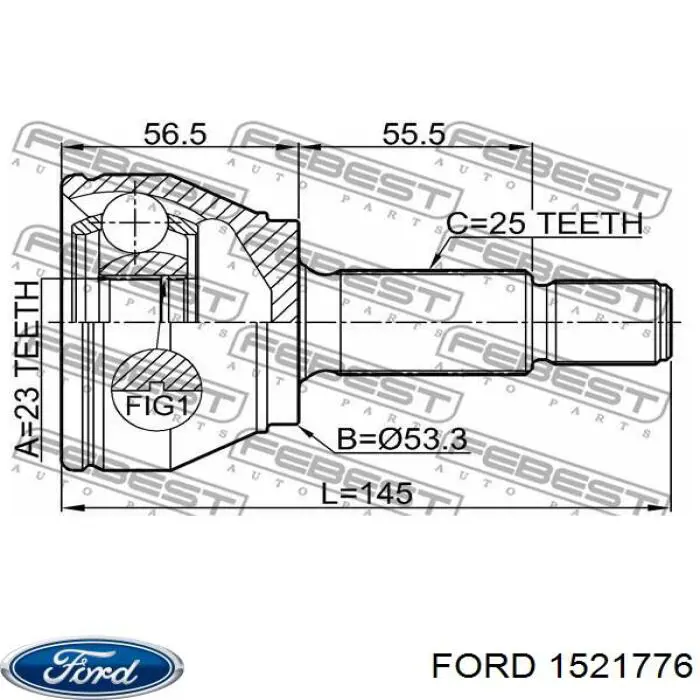 1521776 Ford шрус внутренний, тришиб/трипод/трипоид