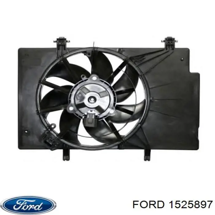 1525897 Ford диффузор радиатора охлаждения, в сборе с мотором и крыльчаткой