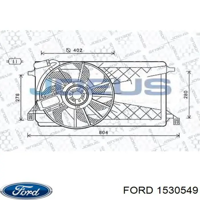 1354802 Ford difusor do radiador de esfriamento, montado com motor e roda de aletas