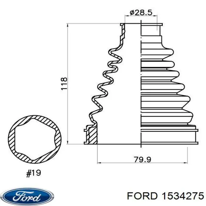 Пыльник шарнира угловых скоростей внутренний передний Ford 1534275 цена, от 16.87 USD