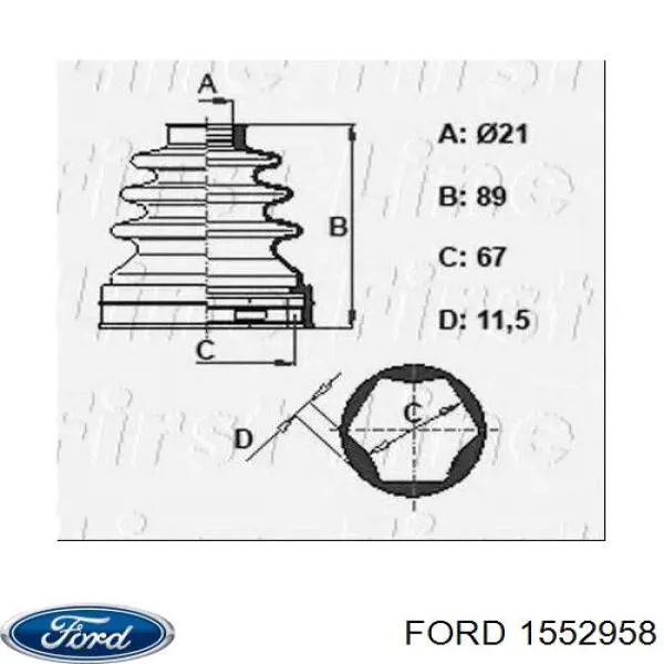 Купить 1552958 Ford Пыльник гранаты внутренний, передней полуоси