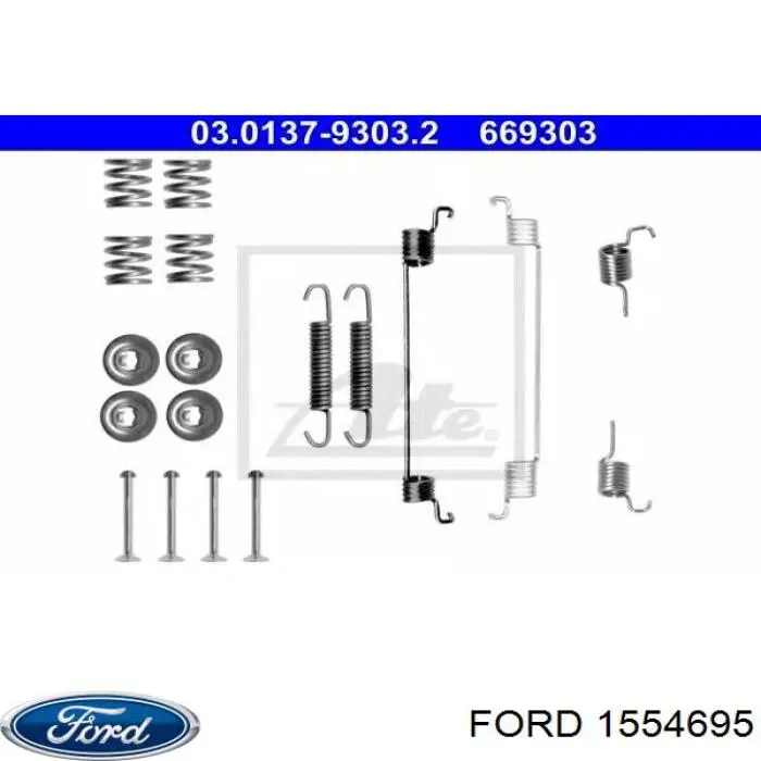 Монтажный комплект задних барабанных колодок 1554695 Ford