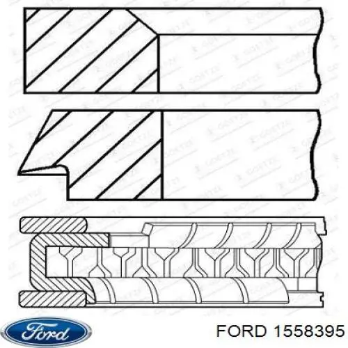1558395 Ford anéis do pistão para 1 cilindro, std.