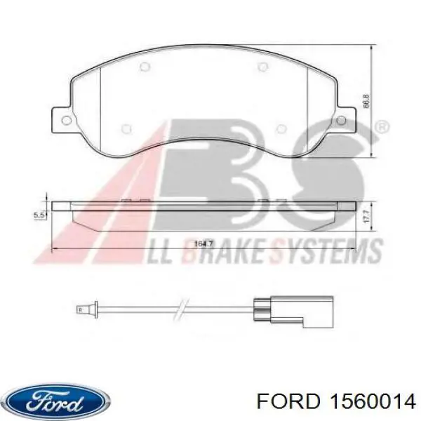 Купить 1560014 Ford Колодки тормозные