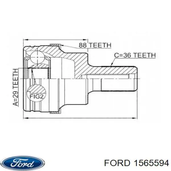 1565594 Ford semieixo traseiro