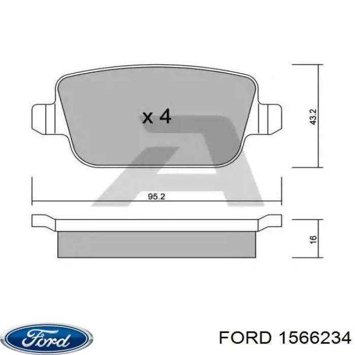 Купить 1566234 Ford Колодки тормозные задние, дисковые