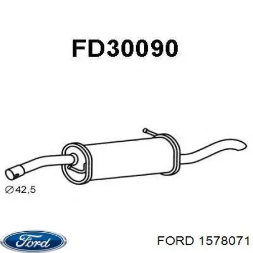 1557525 Ford silenciador, parte traseira
