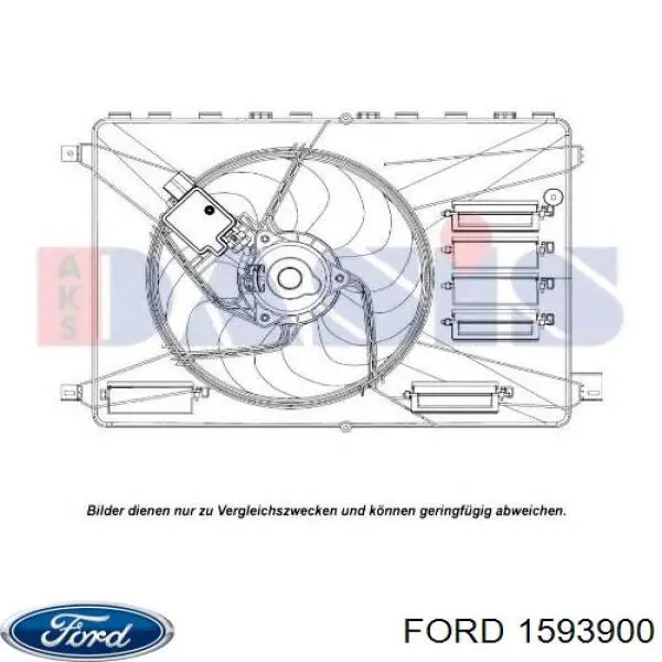 1593900 Ford difusor do radiador de esfriamento, montado com motor e roda de aletas