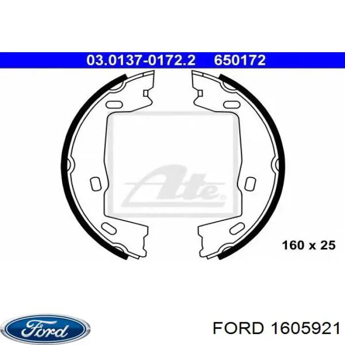 Колодки ручника (стояночного тормоза) Ford 1605921