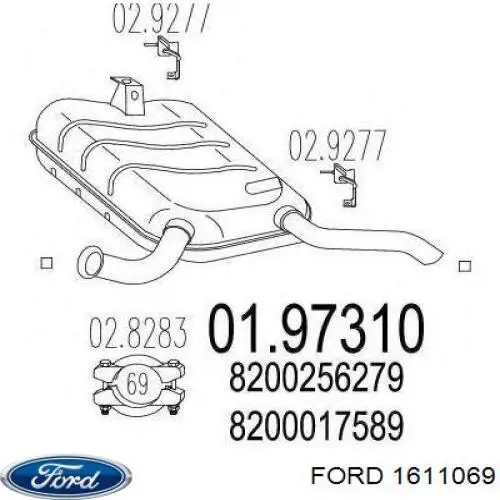 Купить 1611069 Ford Монтажный комплект задних барабанных колодок