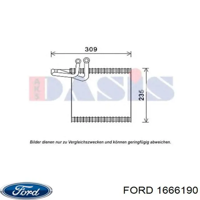 Радиатор испарителя кондиционера Ford 1666190 цена, от 31.30 USD