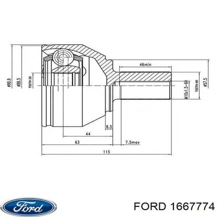 1667774 Ford semieixo (acionador dianteiro esquerdo)