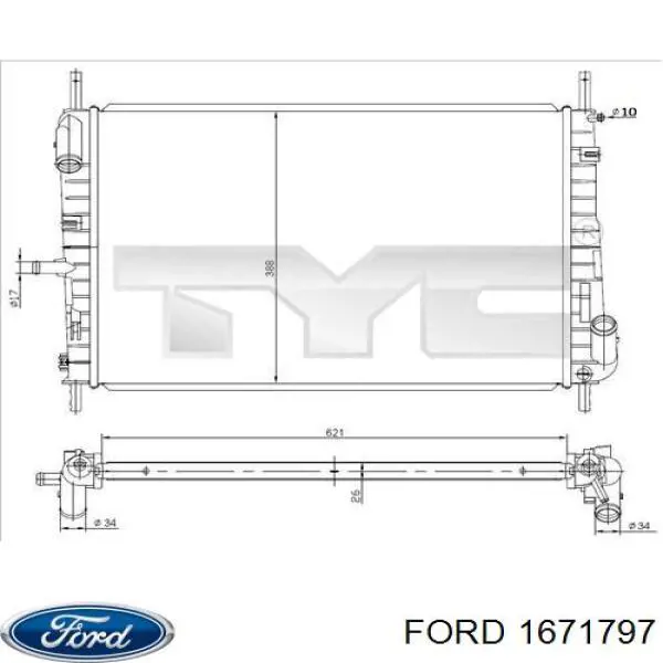 Радиатор 1671797 Ford