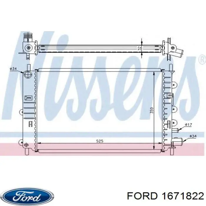 Радиатор охлаждения двигателя Ford 1671822 цена, от 58.42 USD