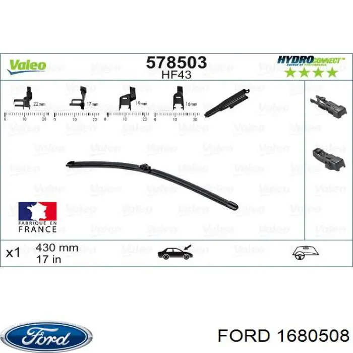 Щетка-дворник лобового стекла, пассажирская Ford 1680508 цена, от 10.37 USD