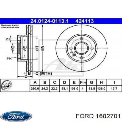1682701 Ford semieixo (acionador dianteiro direito)