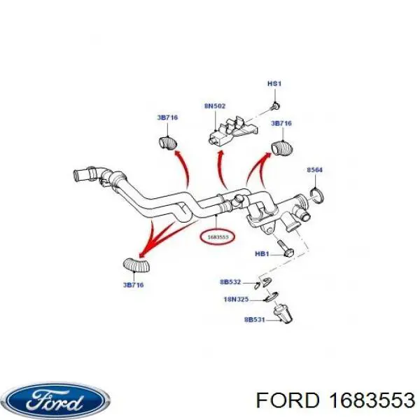 1683553 Ford шланг (патрубок системы охлаждения)