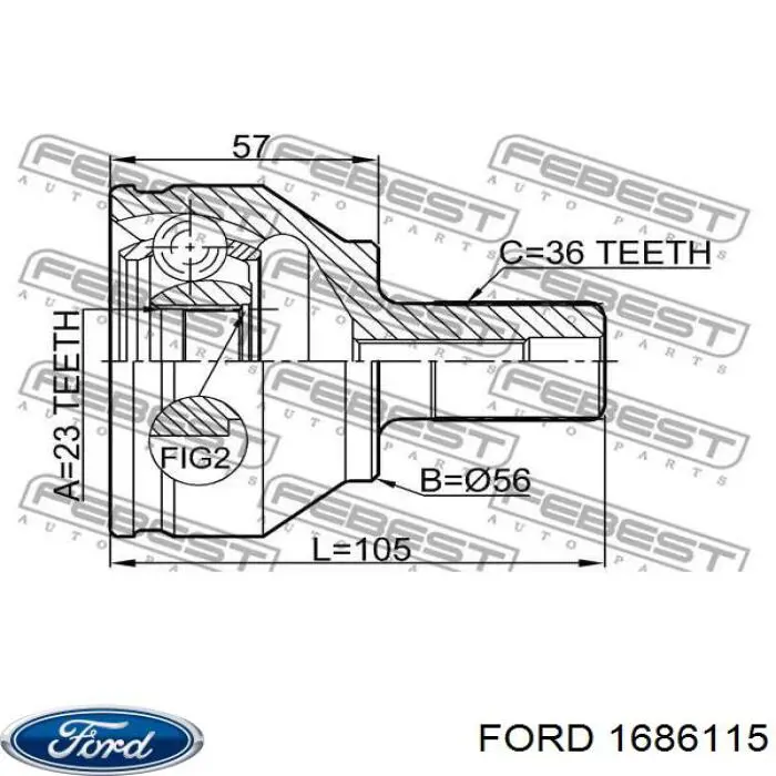 Привод передний правый Ford 1686115 цена, от 103.96 USD