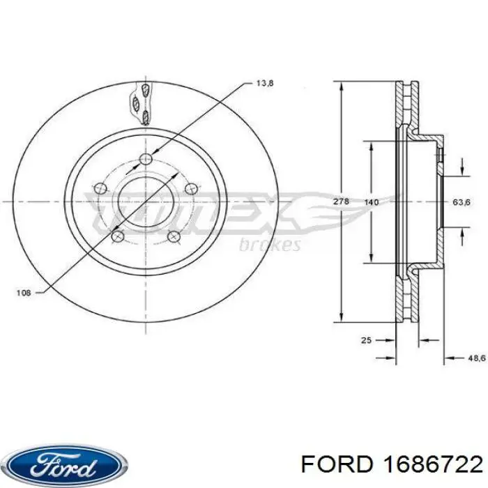 Передний тормозной диск Ford 1686722