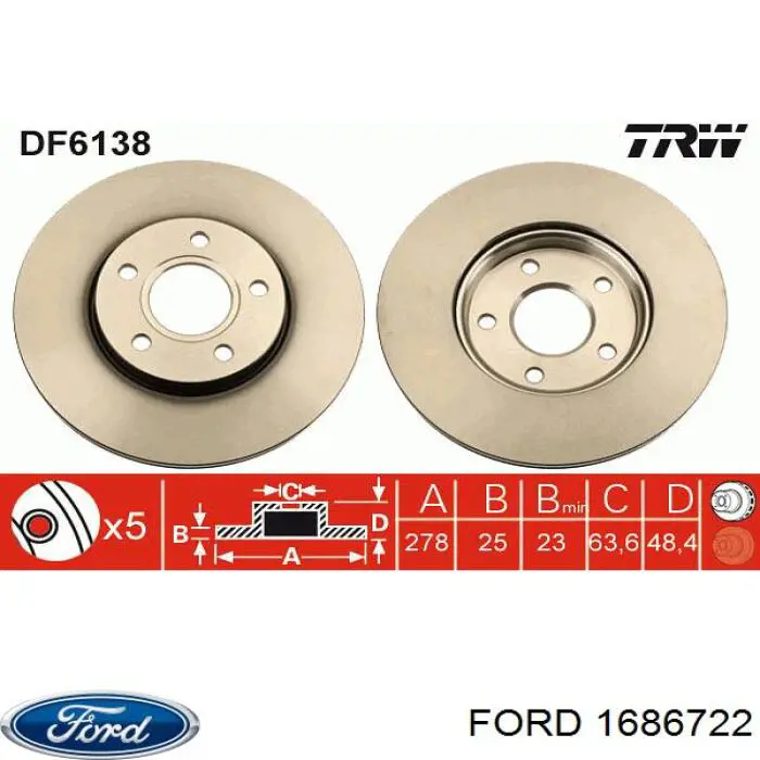 1686722 Ford Диск тормозной передний