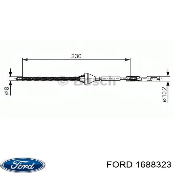 1688323 Ford трос ручного тормоза задний правый/левый