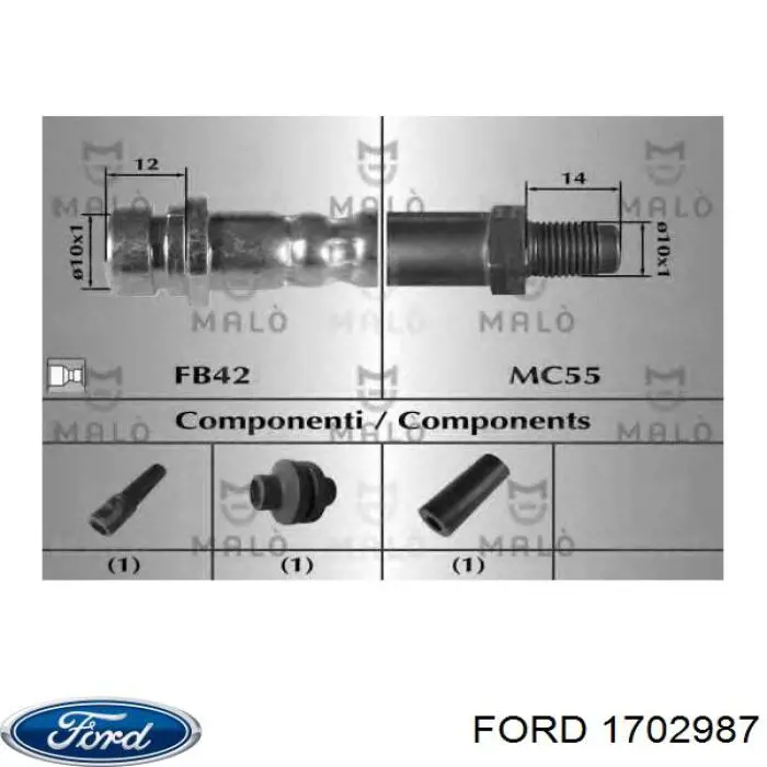 Задний тормозной шланг 1702987 Ford