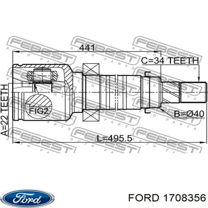Купить 1708356 Ford Шарнир угловых скоростей передний правый