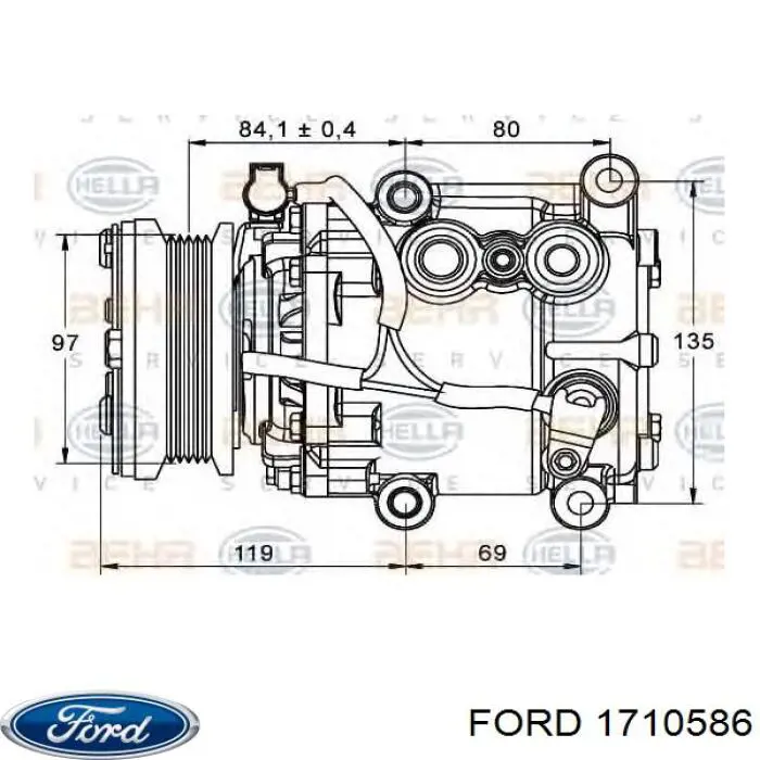 Купить 1710586 Ford Компрессор климатической установки
