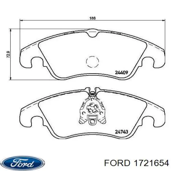1721654 Ford колодки тормозные передние дисковые