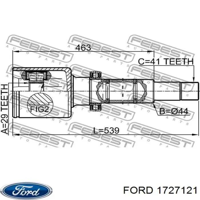 Полуось (привод) передняя правая 1727121 Ford