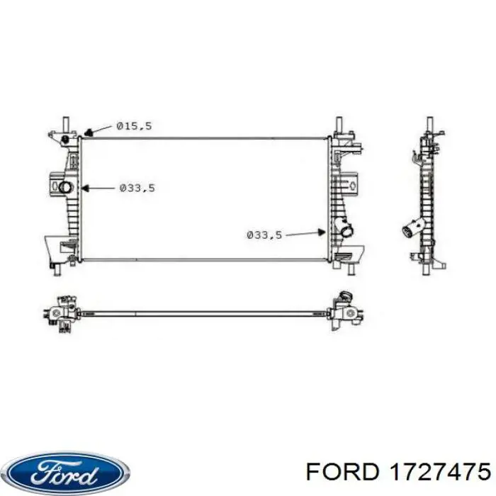 1727475 Ford radiador de esfriamento de motor