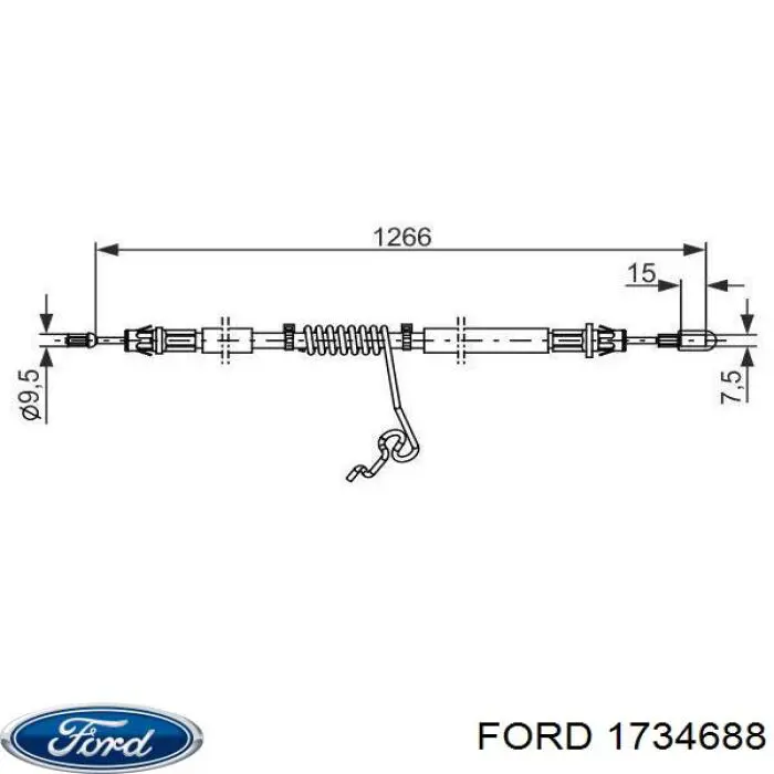 Задний правый трос ручника 1734688 Ford