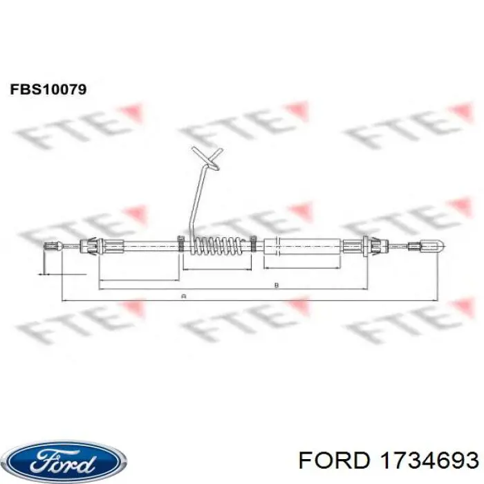 Трос ручного тормоза задний Ford 1734693 цена, от 14.29 USD