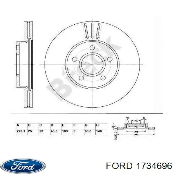 Тормоз дисковый передний Ford 1734696 цена, от 40.47 USD